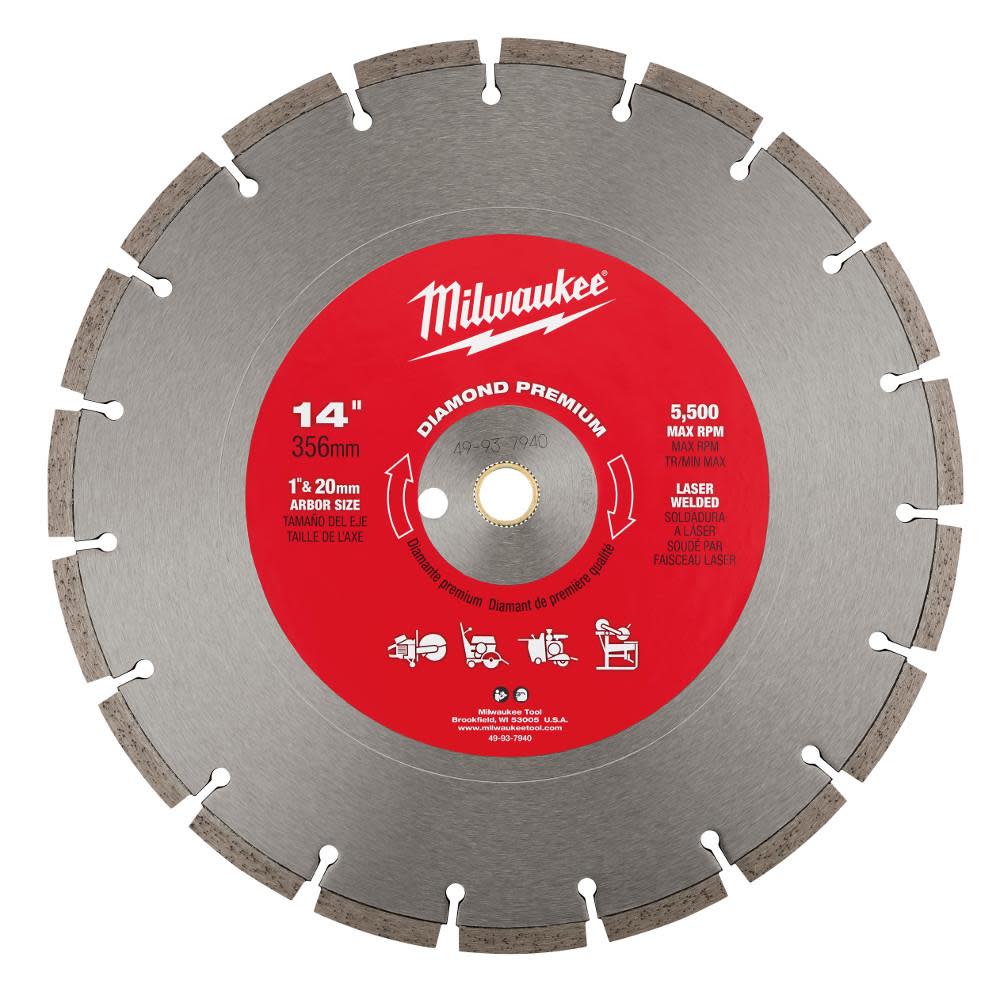 Milwaukee 14 In. Diamond Premium Segmented - Ascmtools
