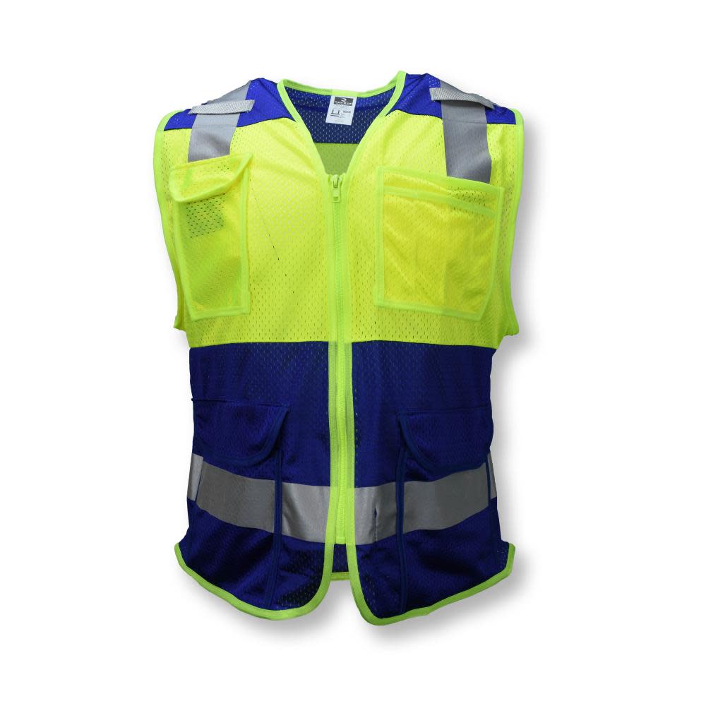 Radians Safety Vest Custom Color Blocking Type O Class 1 Blue 3X - Ascmtools
