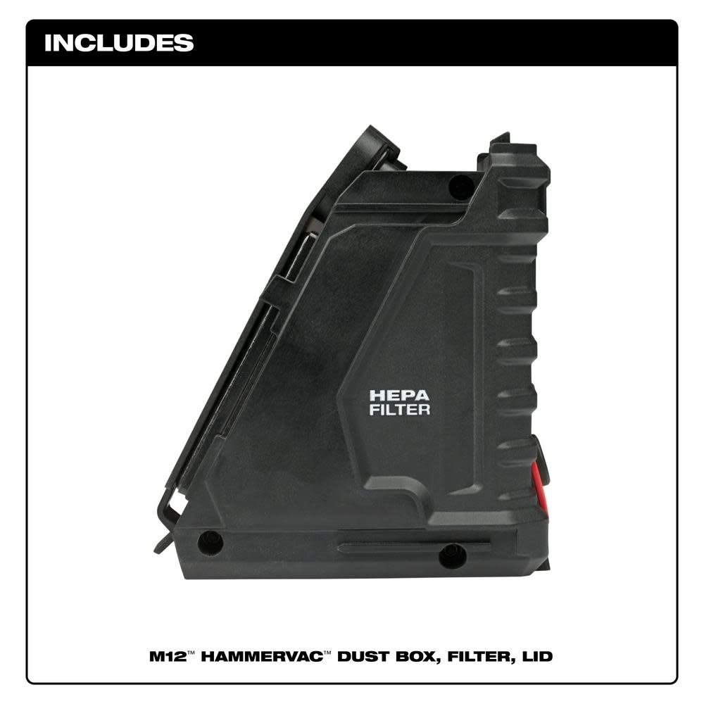 Milwaukee M12 HAMMERVAC Dust Box Filter Lid - Ascmtools