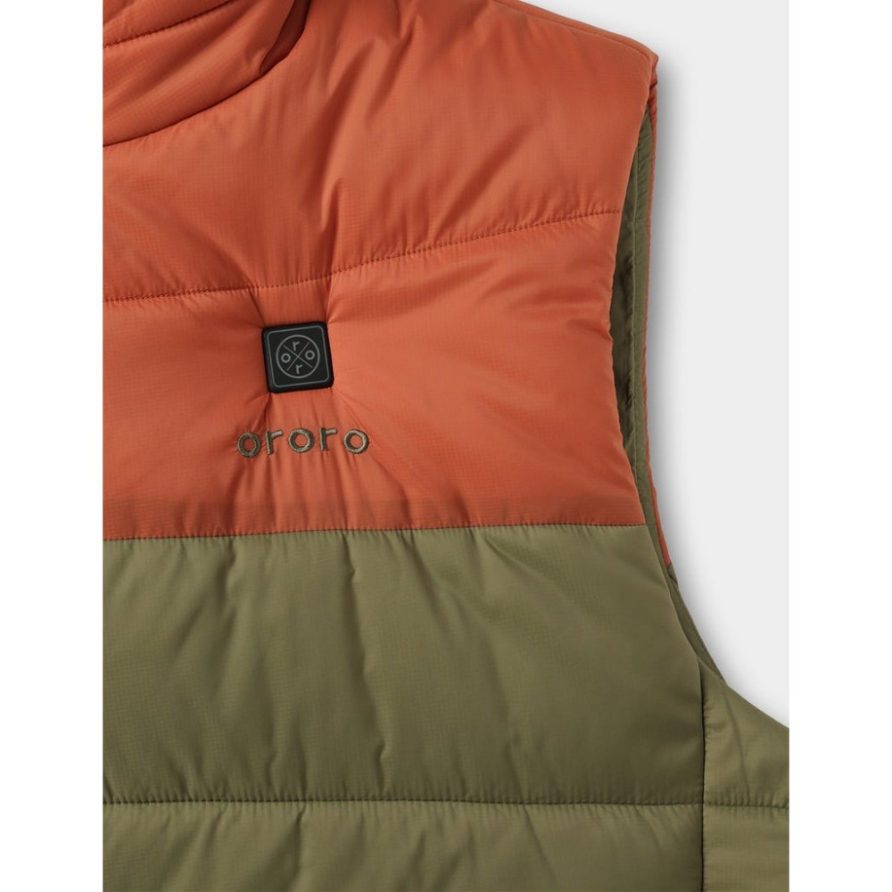 ORORO Mens Persimmon & Olive Classic Heated Vest Kit Large - Ascmtools