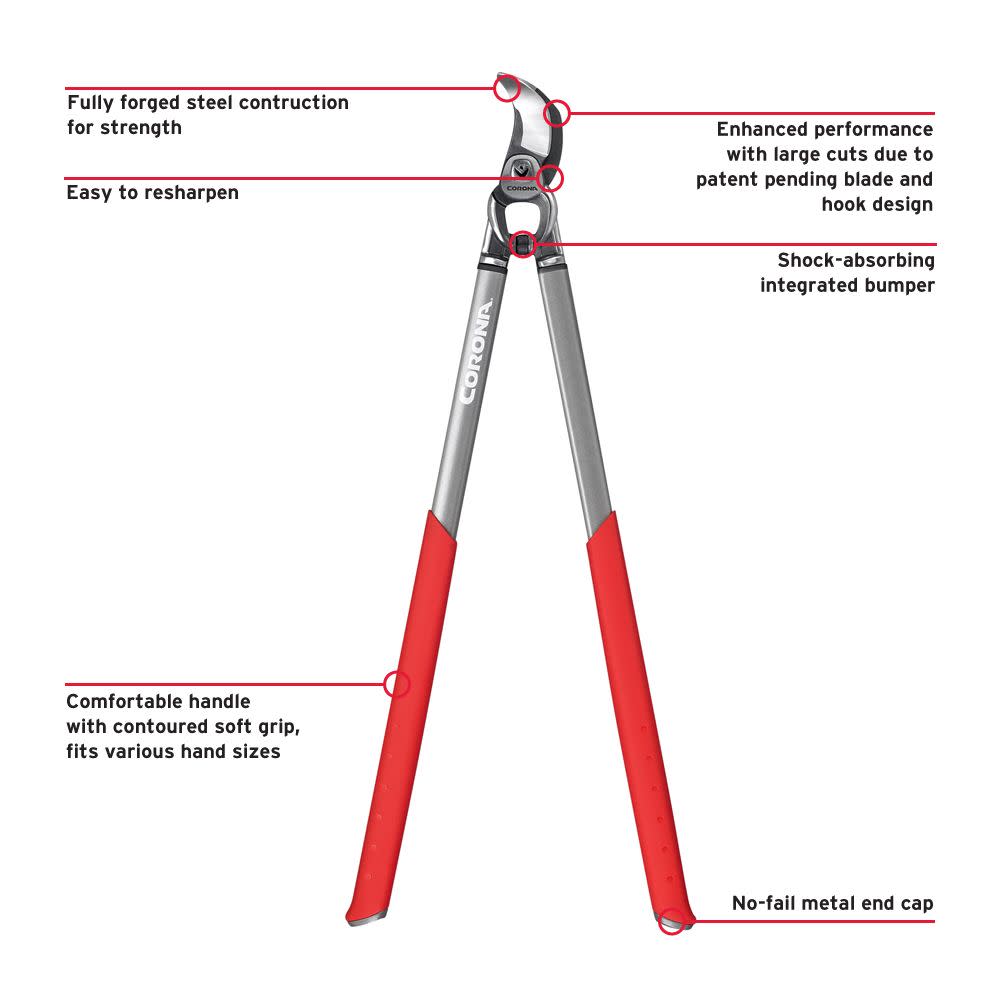 Corona Bypass Loppers with Handle 2″ DualCUT MaxForged Steel - Ascmtools