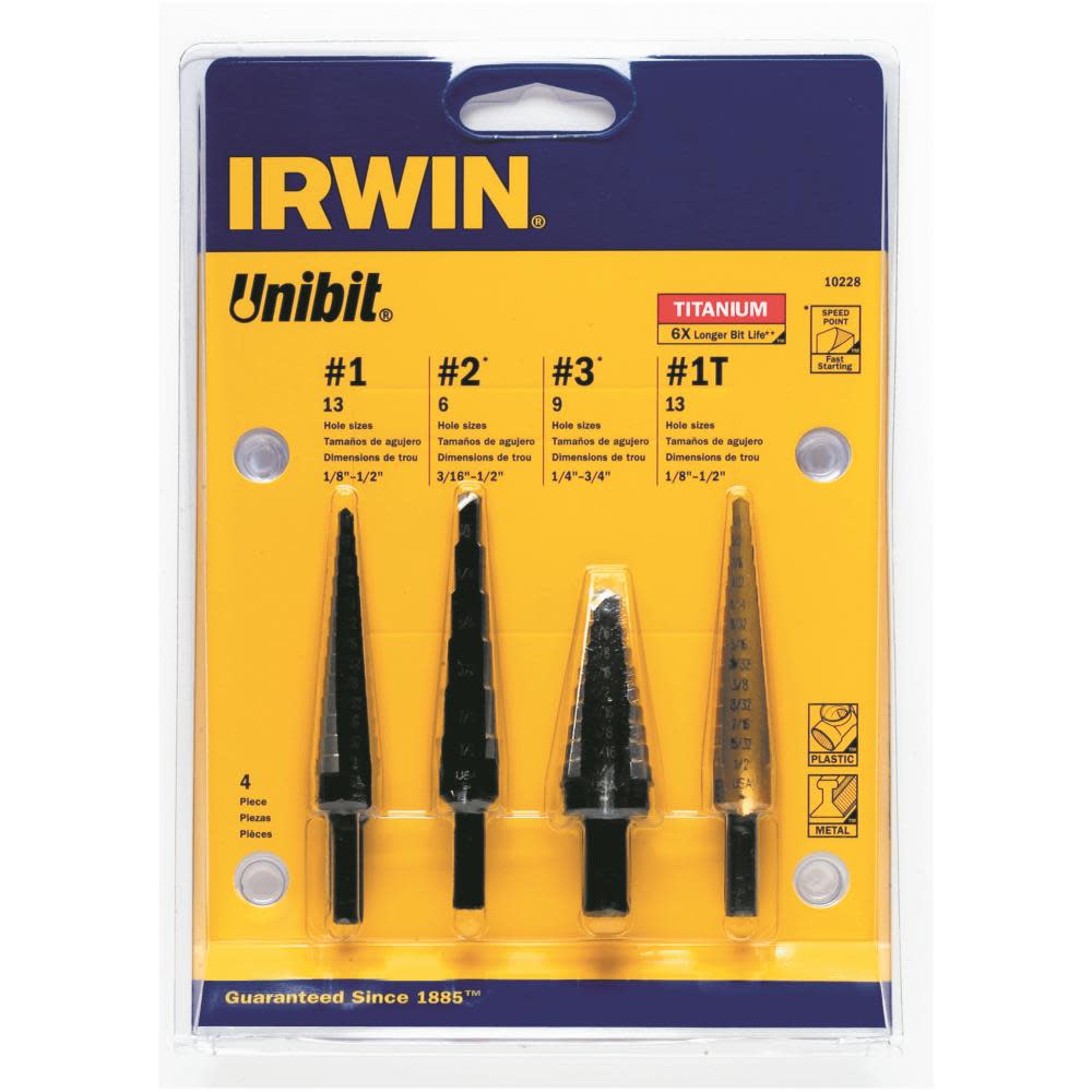 Irwin Step Drill Set 4-Pc. (#1 #2 #3 #1T) - Ascmtools