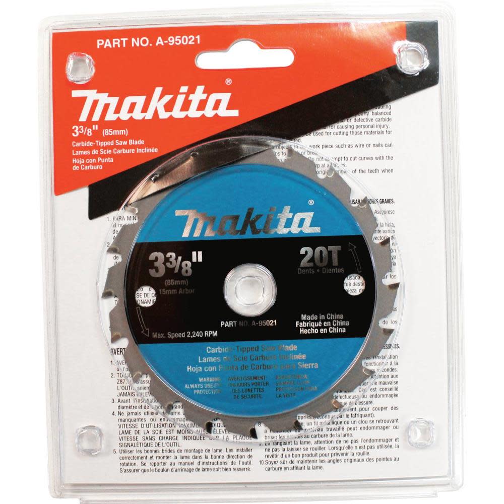 Makita 3-3/8″ 20T Carbide-Tipped Circular Saw Blade, General Purpose - Ascmtools