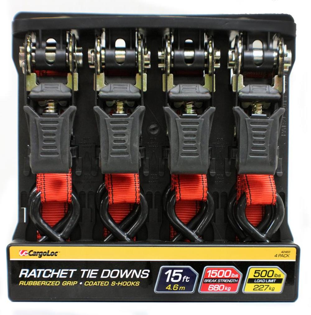 Allied International 4 piece 1 In. x 15 Ft. Ratchet Tie Down - Ascmtools