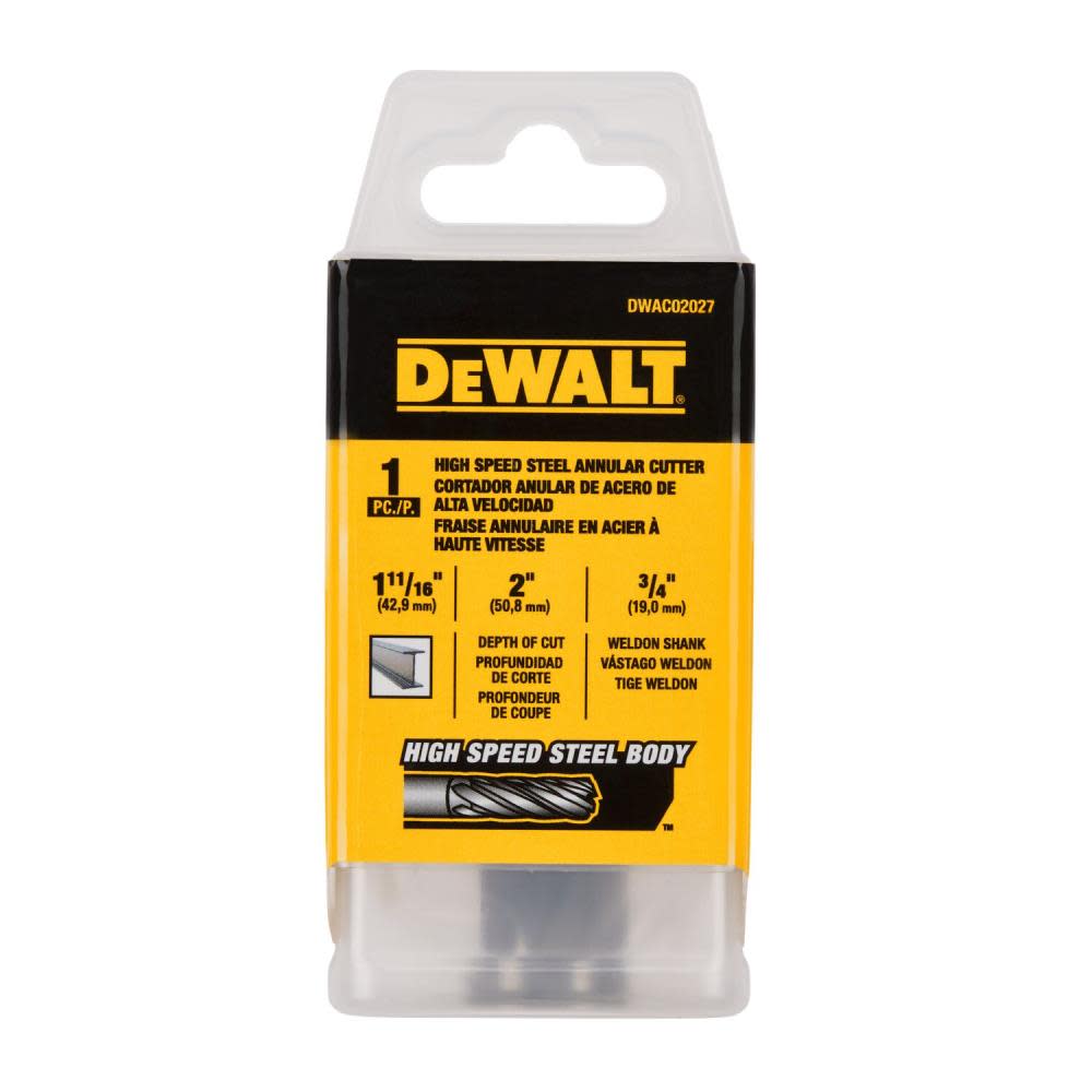 DEWALT Annular Cutter 1 11/16″X 2I HSS 3/4″ Weldon - Ascmtools