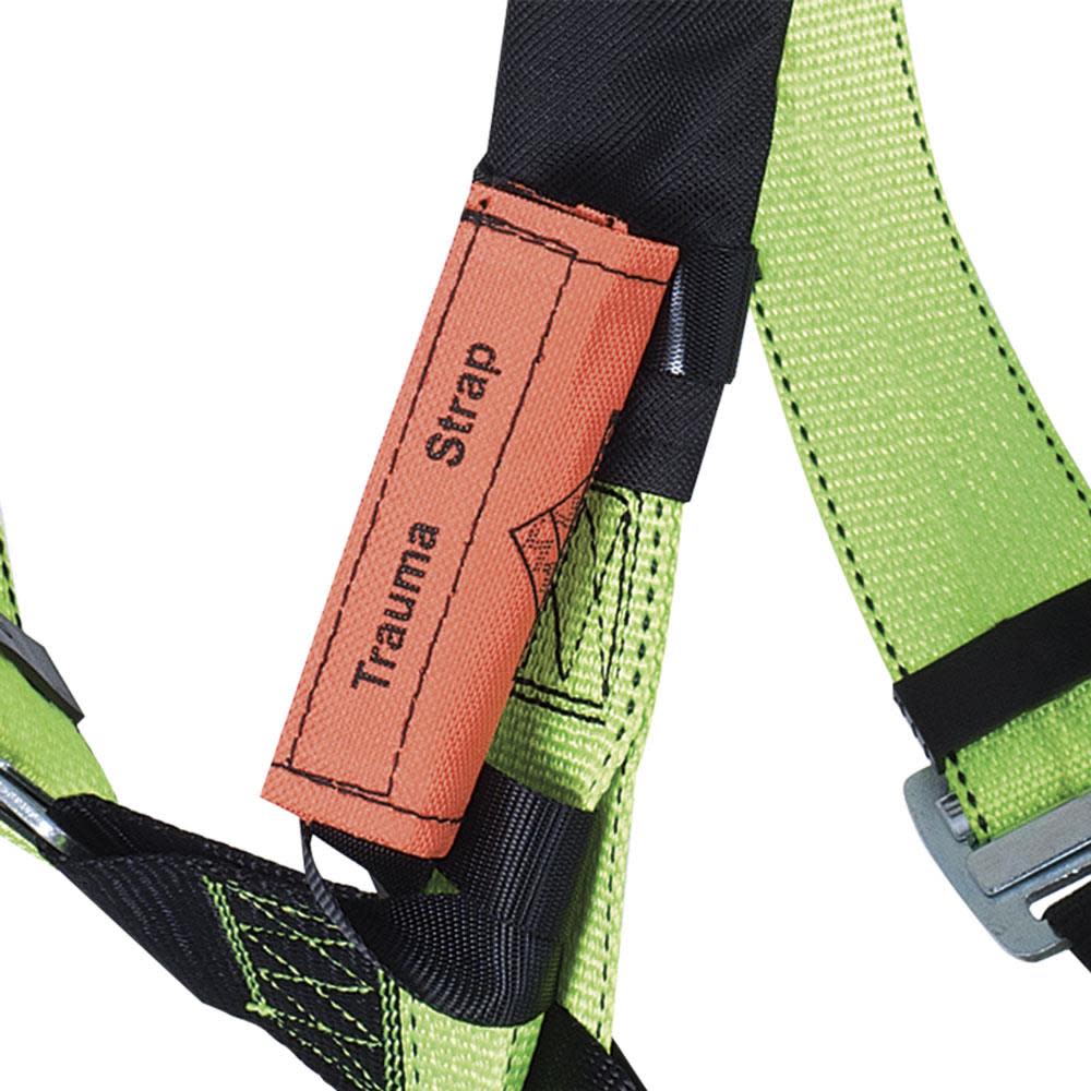 Peakworks Full Body Padded Safety Harness with Back Support 5-Point Adjustment Fall Indicator Back D-Ring Stab Lock Leg Buckles Hi-Vis Green/Black Universal Fit - Ascmtools
