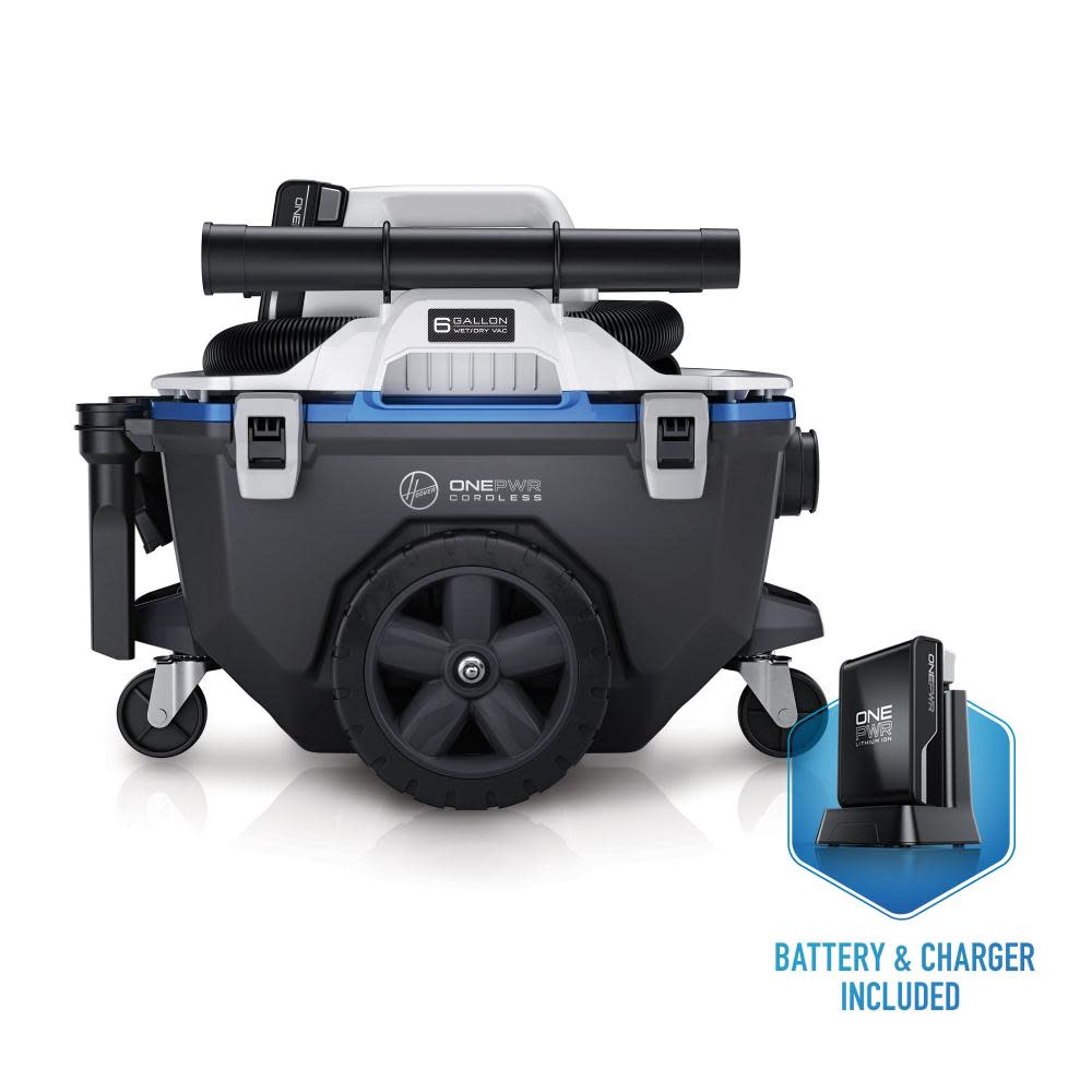 Hoover Residential Vacuum ONEPWR Utility Vacuum Cleaner Kit 20V Cordless 6 Gallon Wet/Dry - Ascmtools