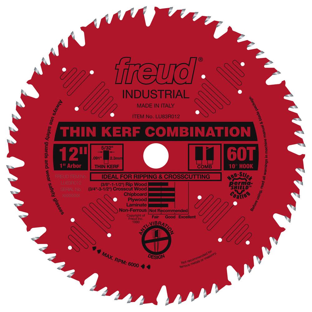 Freud 12 In. x 60T Thin Kerf Combination Blade - Ascmtools