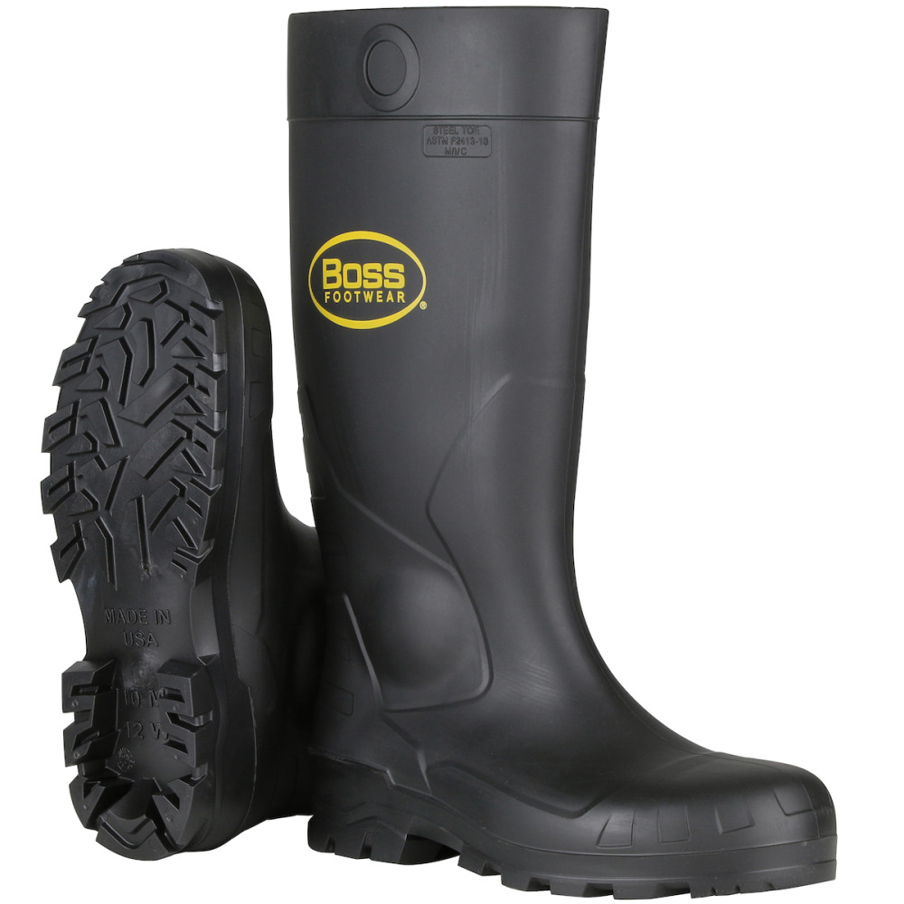 Protective Industrial Products Boss Footwear 16″ Black PVC Plain Toe Boot Size 13 - Ascmtools