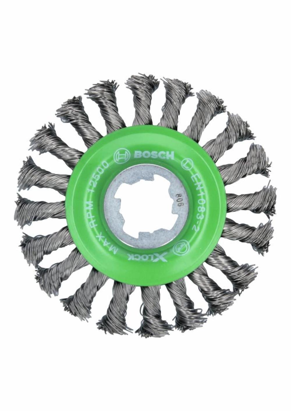 Bosch 4-1/2 In. Wheel Dia. X-LOCK Arbor Stainless Steel Full Cable Knotted Wire Wheel - Ascmtools