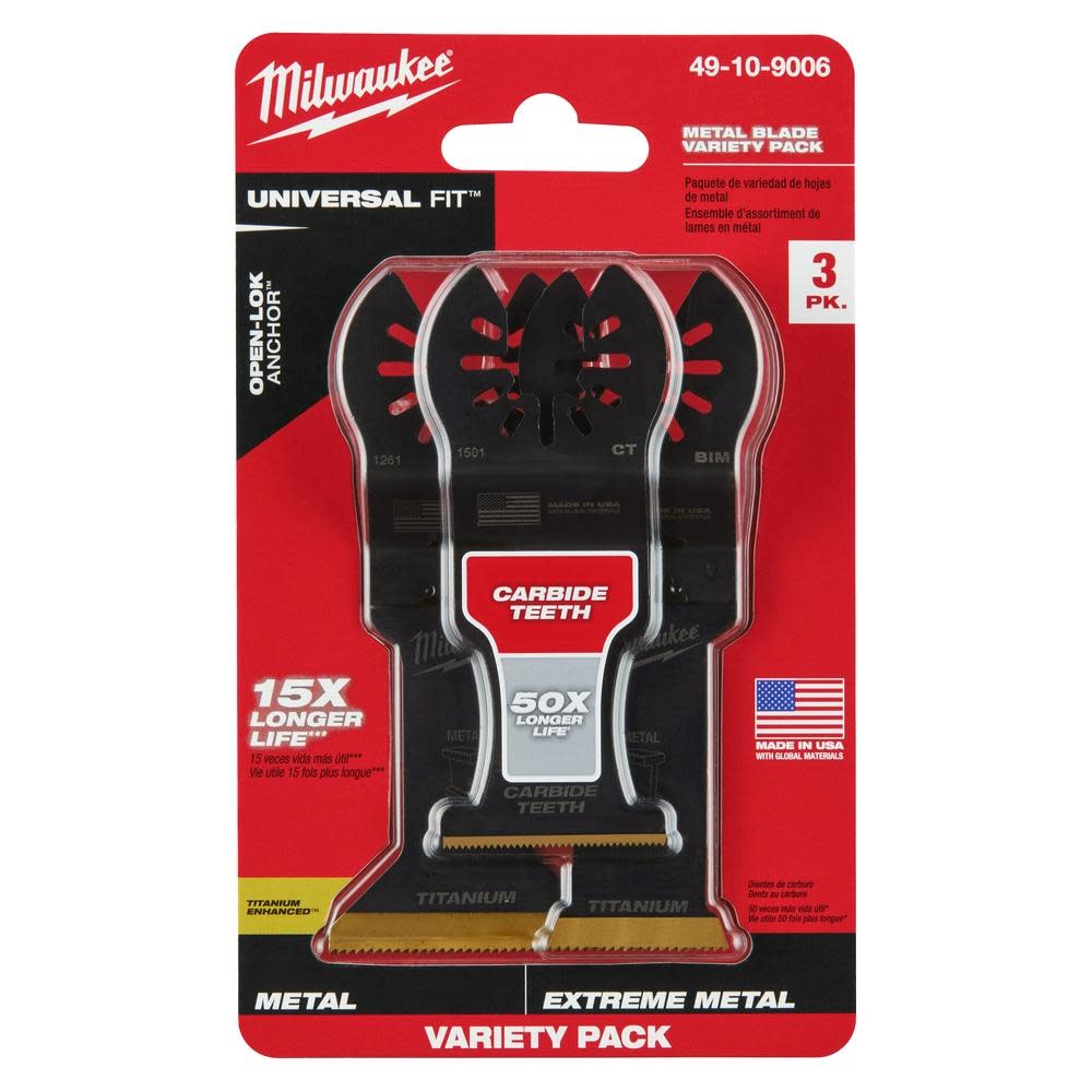 Milwaukee OPEN-LOK 3PC METAL CUTTING MULTI-TOOL BLADE VARIETY PACK - Ascmtools