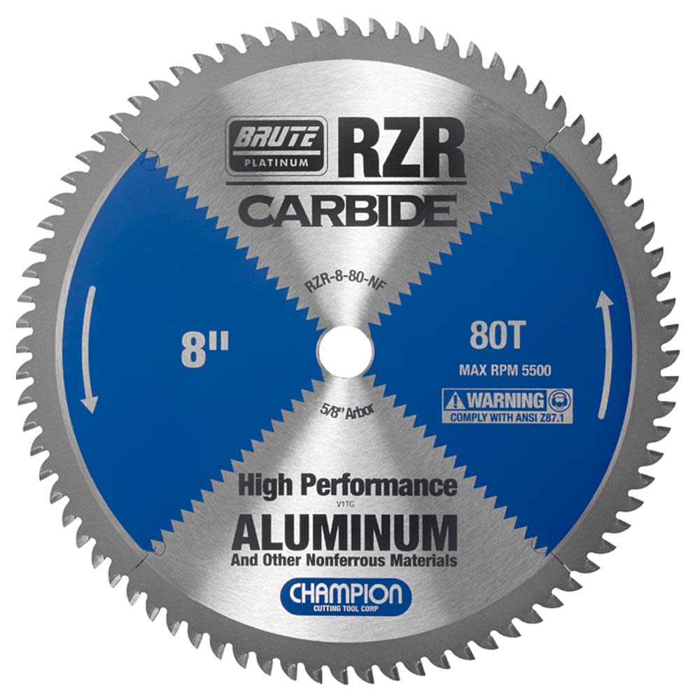 Champion Cutting Tool Brute Carbide Tipped Circular Saw Blade 8″ (aluminum/non-ferrous cutting) - Ascmtools