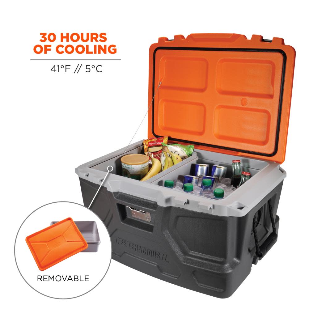 Ergodyne Chill Its 5171 Industrial Hard Sided Cooler 48 Quart Single Orange & Gray - Ascmtools