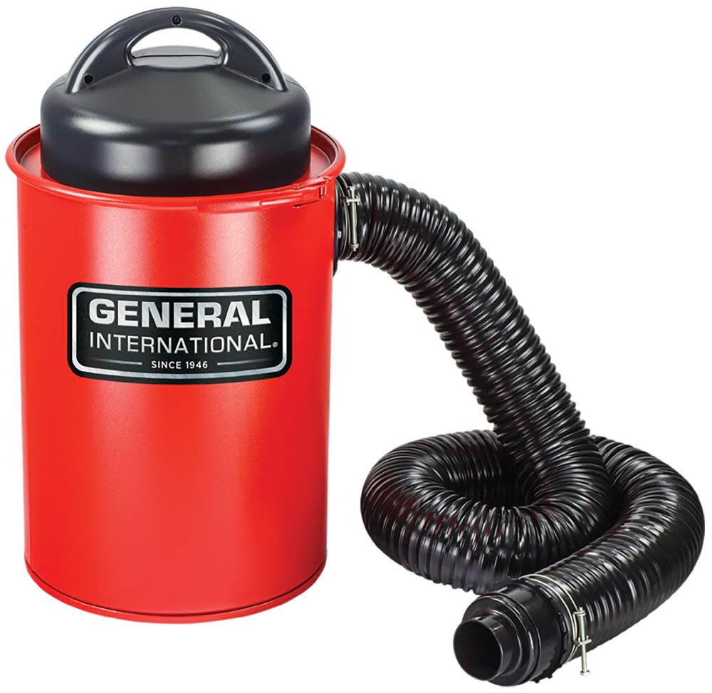 General International 1-1/2 HP Dust Collector 13 Gallon Metal Collection Drum - Ascmtools