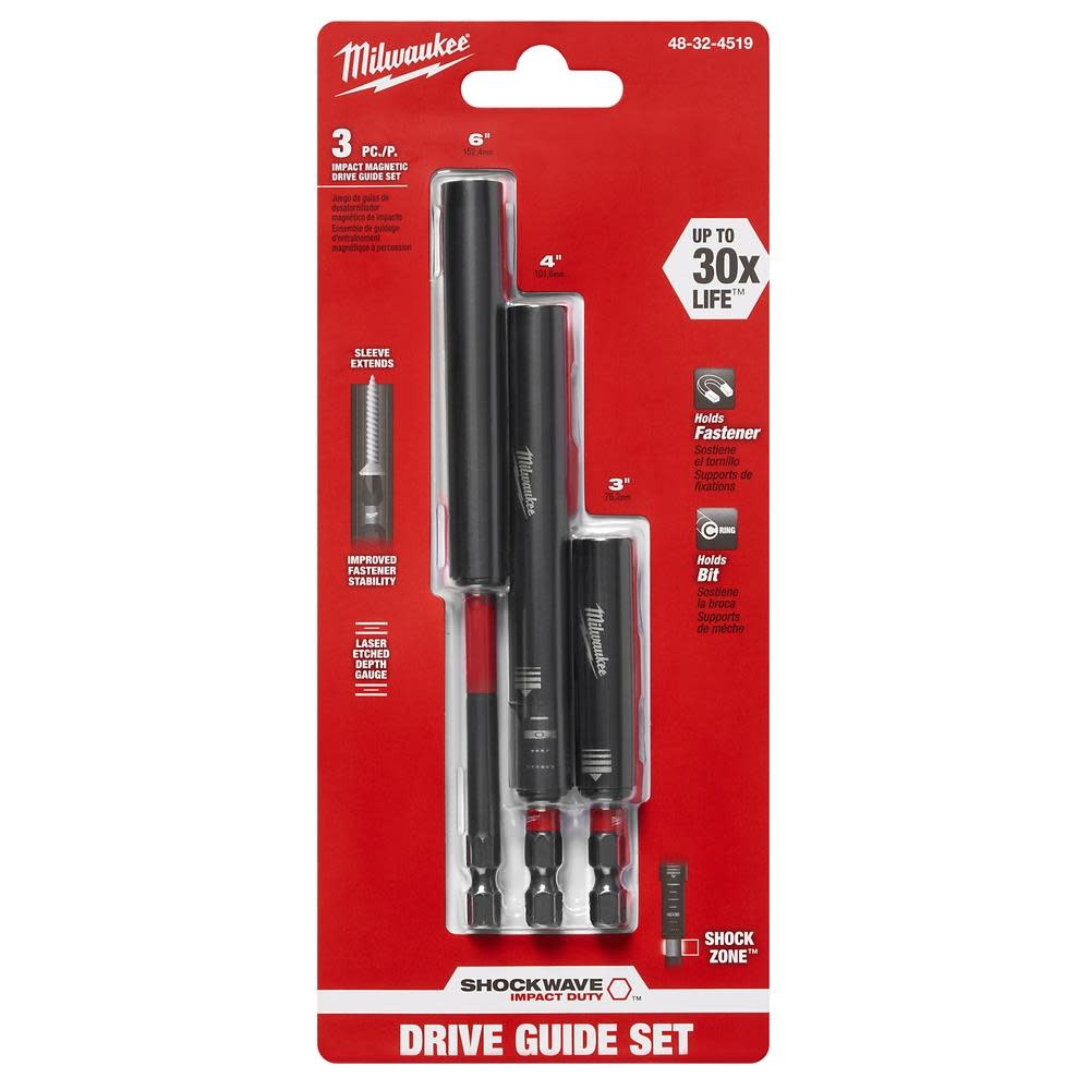 Milwaukee SHOCKWAVE 3-Piece Impact Magnetic Drive Guide Set - Ascmtools