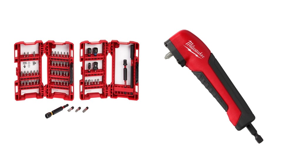 Milwaukee SHOCKWAVE Right Angle Adapter and 55pc Impact Drill and Drive Set Bundle - Ascmtools
