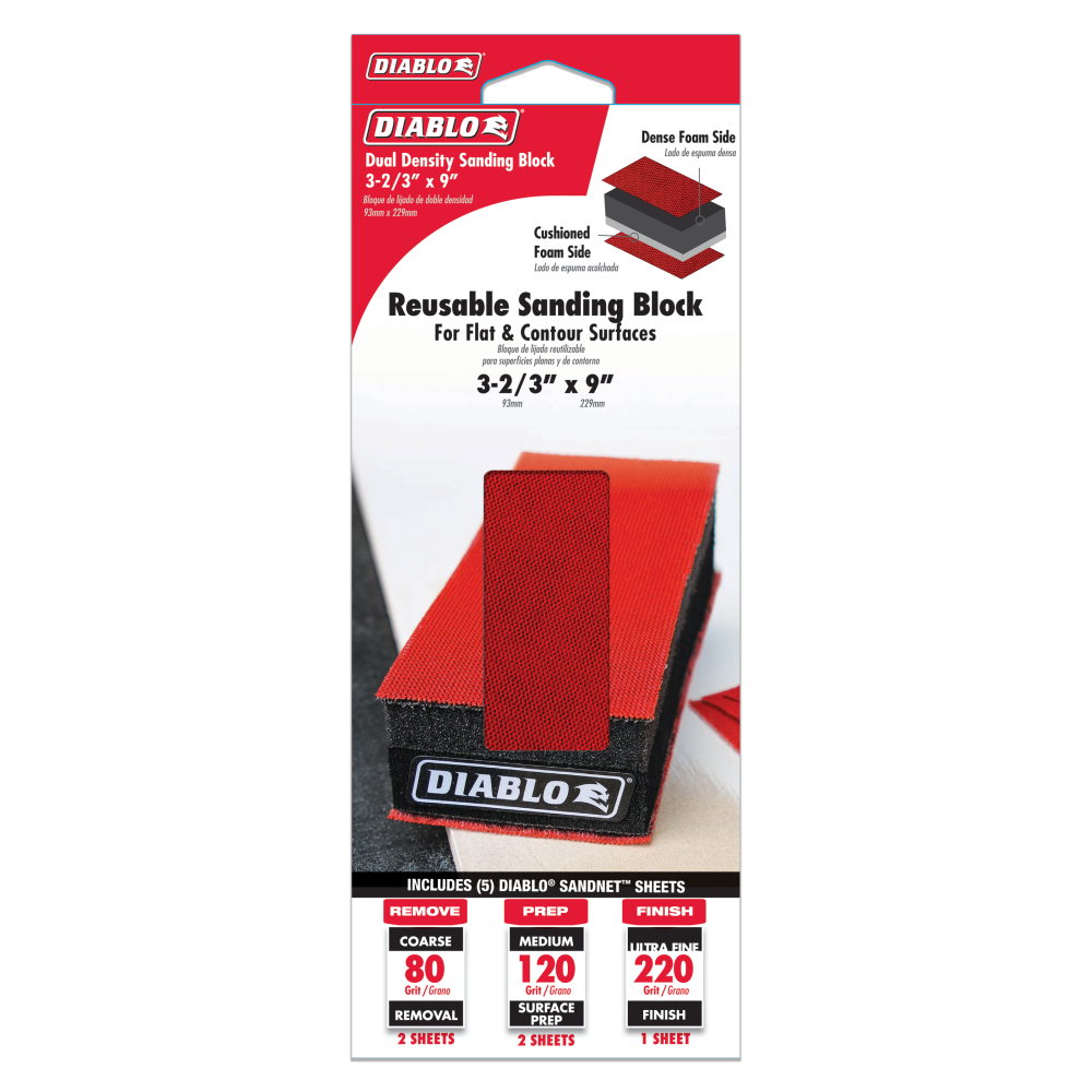 Diablo Tools Hand Sanding Block 3 2/3″ x 9″ Reusable - Ascmtools