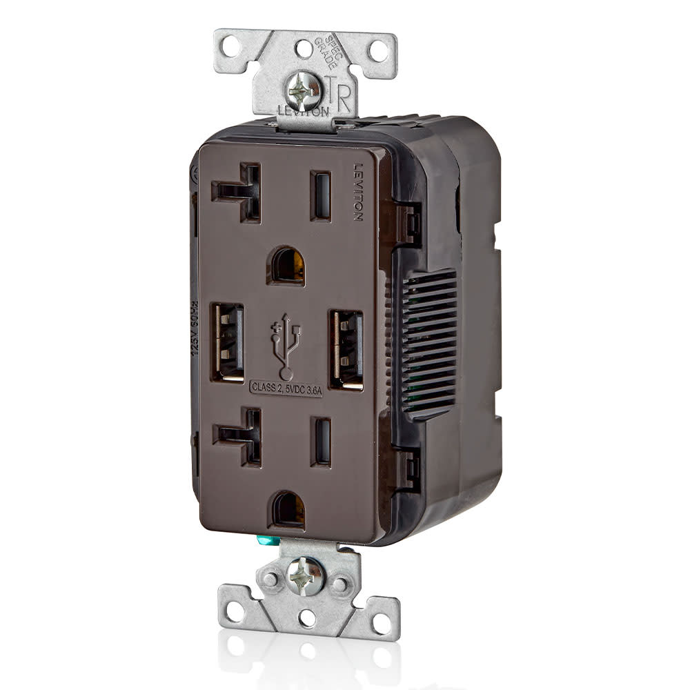 Leviton 20A 125V Brown Combination Duplex Receptacle/Outlet - Ascmtools