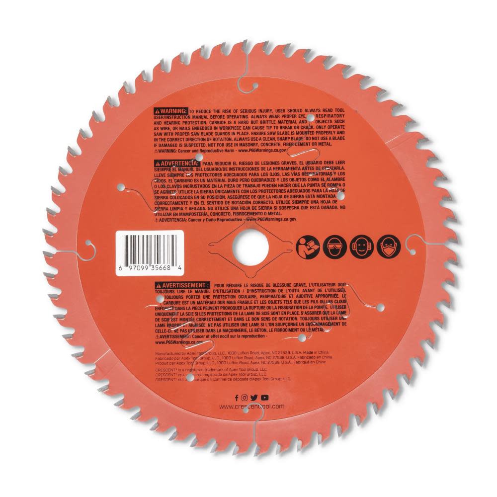 Crescent Circular Saw Blade 7 1/4″ x 60 Tooth Fine Cut Ultra Fine Finishing - Ascmtools