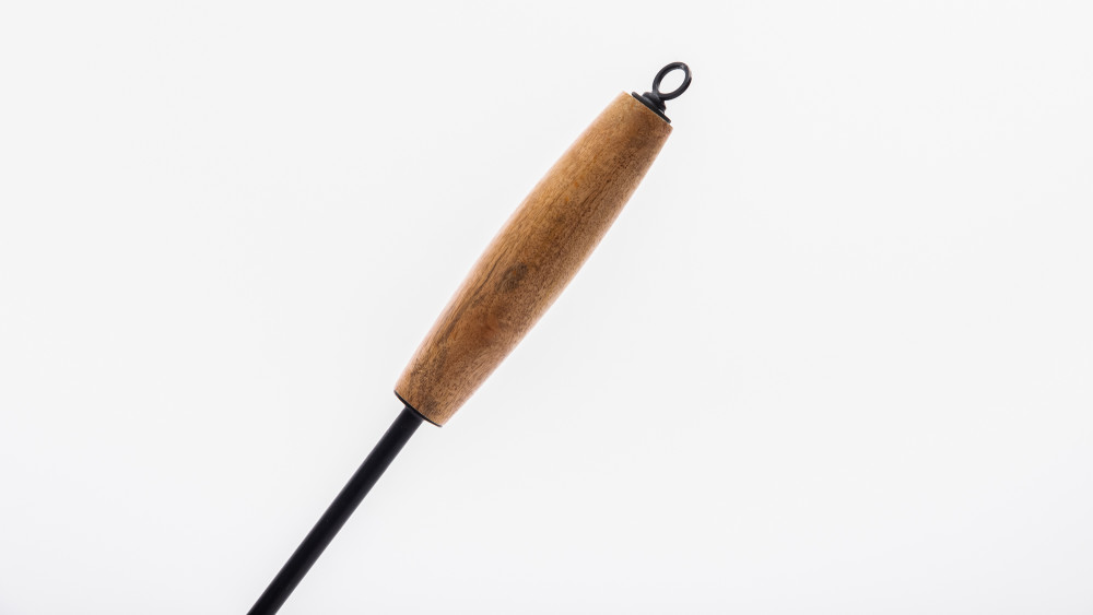 Dragonfire Steel Fire Poker 35″ with Wooden Handle & Leather Hook - Ascmtools