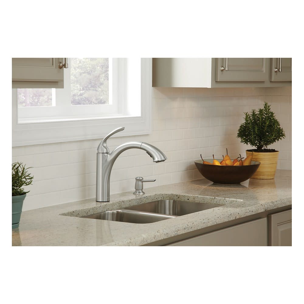 Moen Kinzel Pulldown Kitchen Faucet Spot Resist Stainless Low Arc - Ascmtools