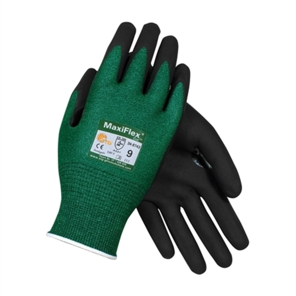 Protective Industrial Products MaxiFlex Cut Green Eng Yarn Shell Black Nitrile MicroFoam Grip A2 XXL - Ascmtools