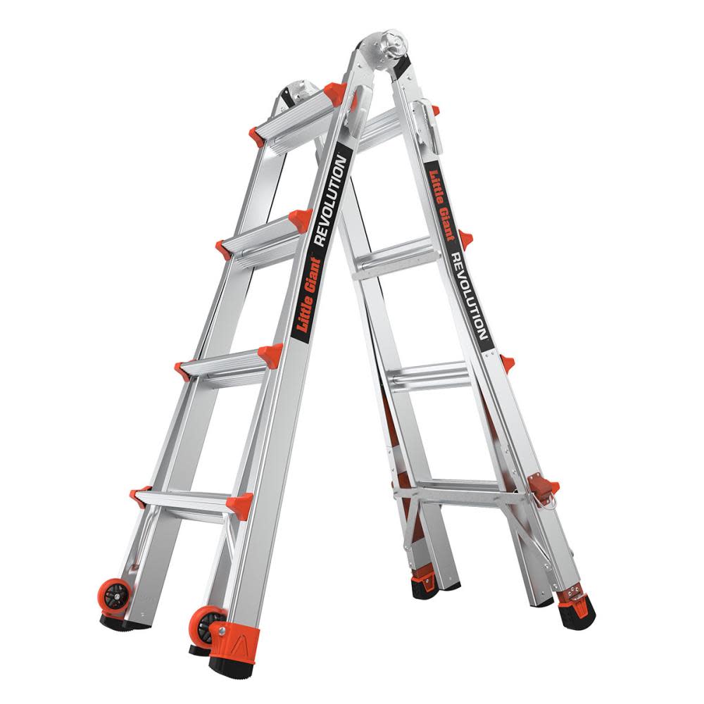 Little Giant Safety Revolution M17 Aluminum Type 1A 300lb Rated Telescoping Multi-Position Ladder with Ratchet Leg Leveler - Ascmtools