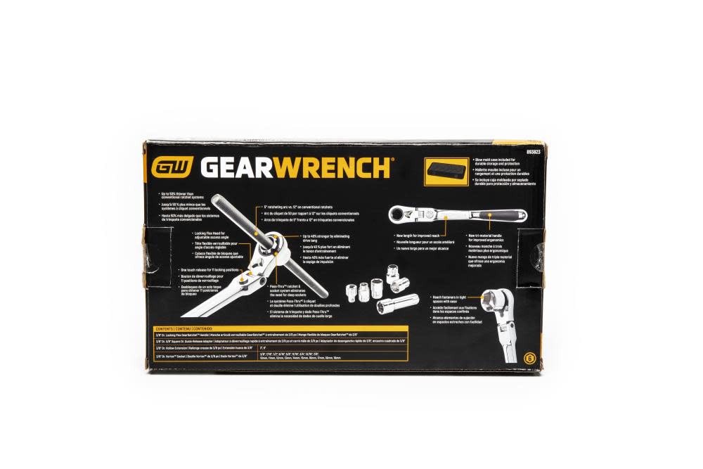 GEARWRENCH 23Pc Pass-Thru 3/8 Drive SAE and MM Set - Ascmtools