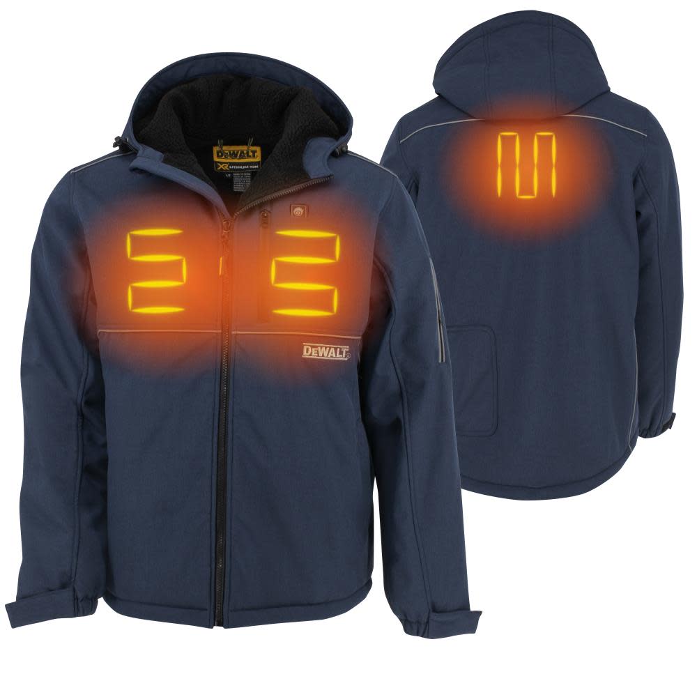 DEWALT Mens Heated Kit Soft Shell Jacket with Sherpa Lining ted Navy Size Large - Ascmtools