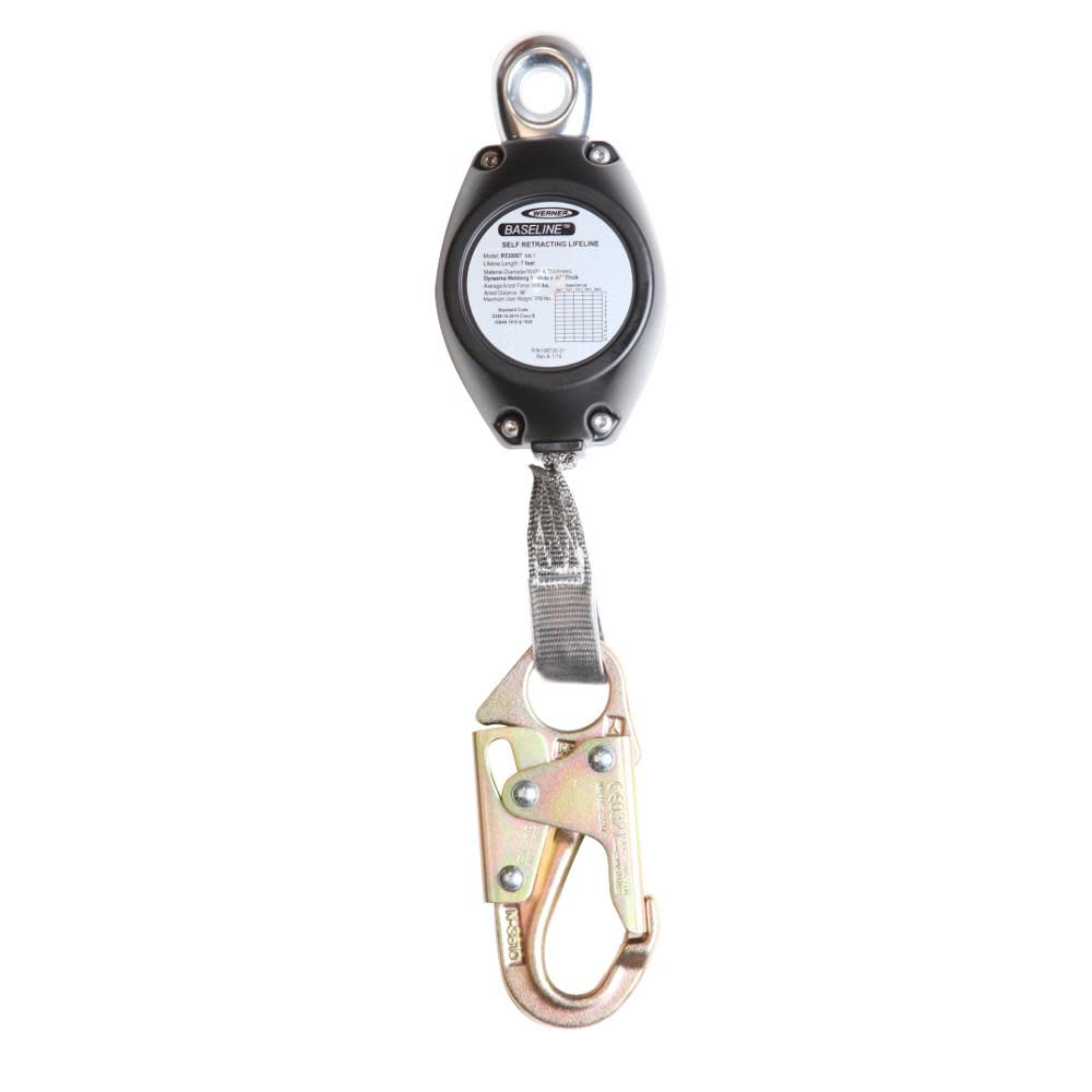 Werner 7 Ft. Baseline Web Self-Retracting Lifeline - Ascmtools