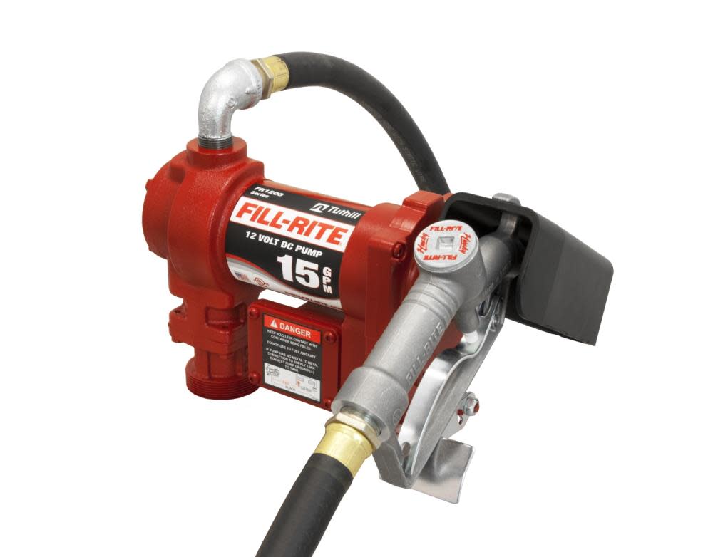 Fill-Rite Fuel Pump Kit 12VDC 15GPM Manual Nozzle Hose - Ascmtools