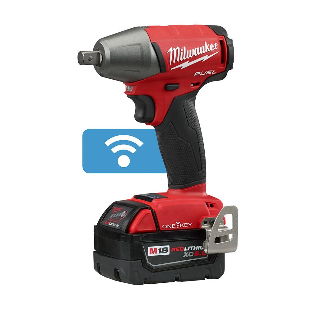 Milwaukee M18 FUEL 1/2 in. Compact Impact Wrench with Pin Detent with ONE-KEY Kit - Ascmtools
