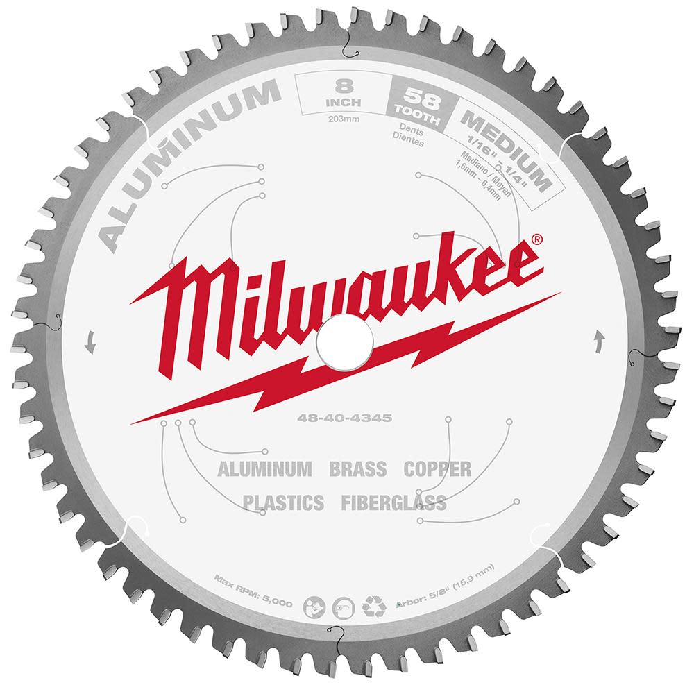 Milwaukee 8 in. Aluminum Cutting Circular Saw Blade - Ascmtools
