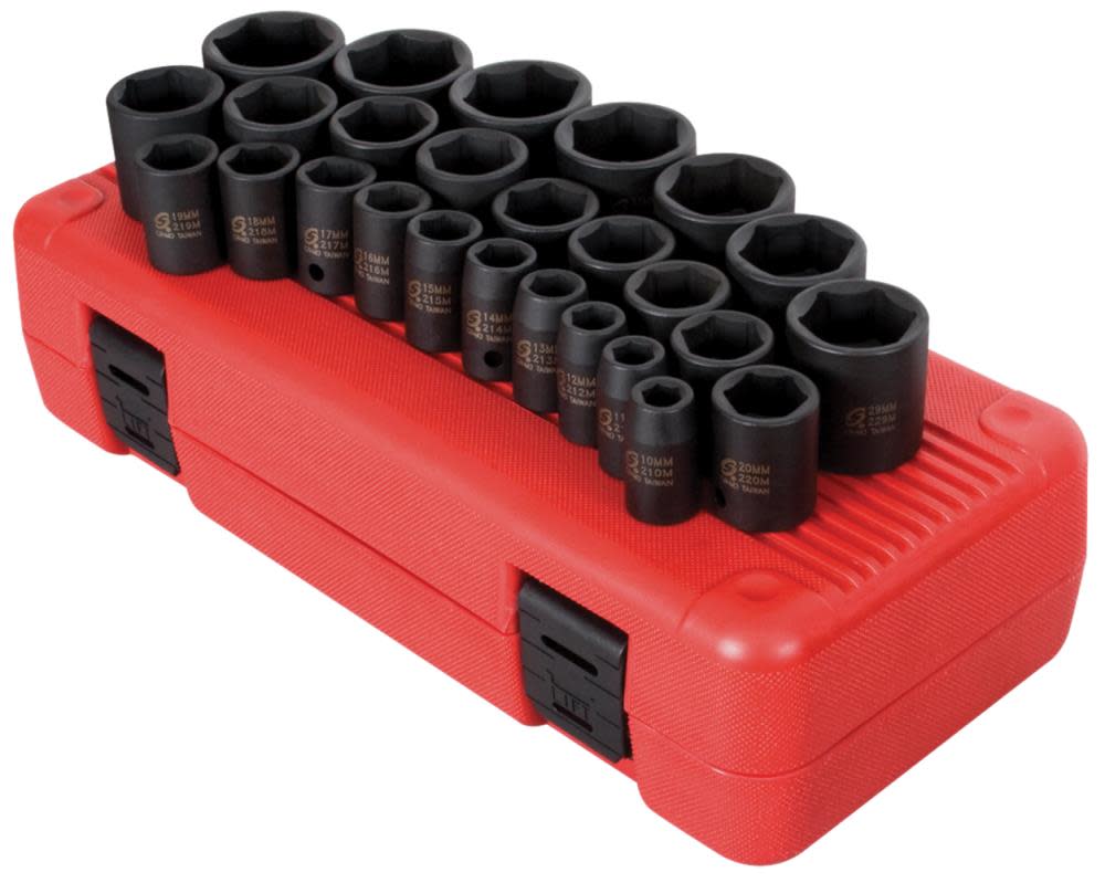 Sunex 1/2 In. Drive Metric Impact Socket Set 26 pc. - Ascmtools