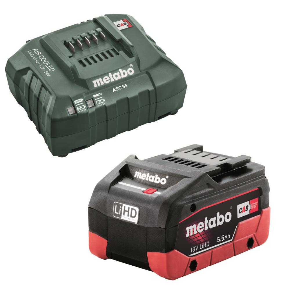 Metabo 18V Lithium Ion 5.5Ah Battery + ASC 55 Charger Kit - Ascmtools