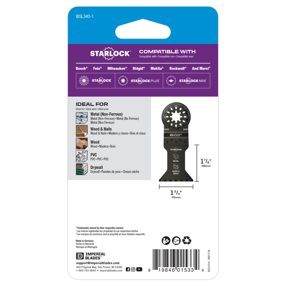 Imperial Blades IBSL340-1 Starlock 1-3/4″ Standard Metal Blade 1PC - Ascmtools