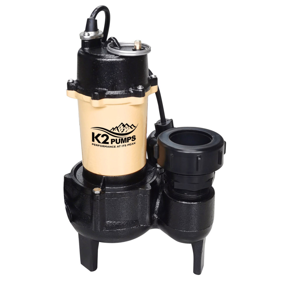 K2 Pumps Sewage Pump 1/2 HP Cast Iron with Piggyback Tethered Switch - Ascmtools