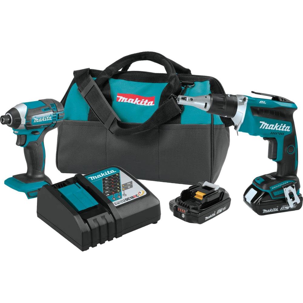 Makita 18V LXT Lithium-Ion Compact Cordless 2-Pc. Combo Kit (2.0Ah) - Ascmtools