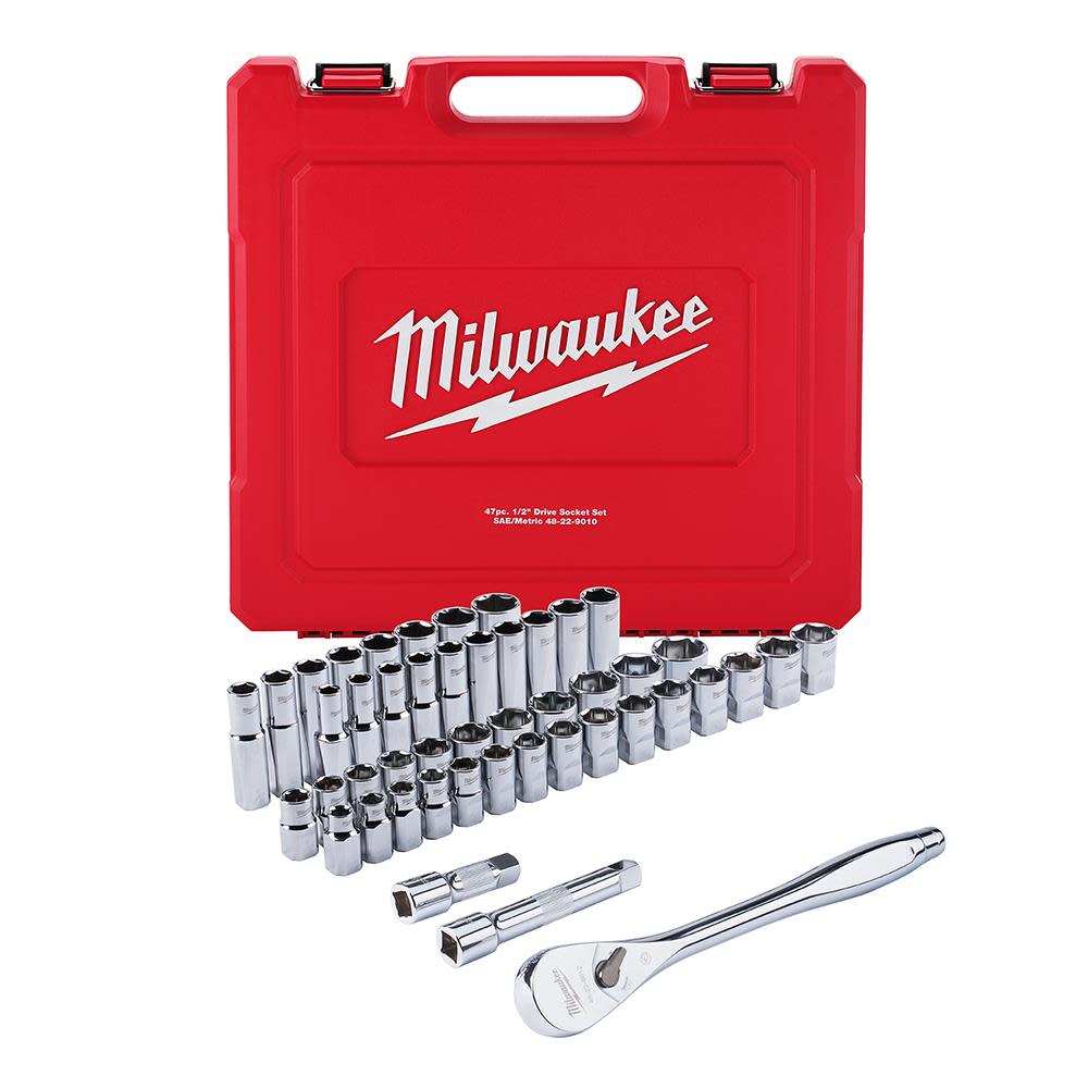 Milwaukee 47 pc. 1/2 in. Socket Wrench Set (SAE & Metric) - Ascmtools