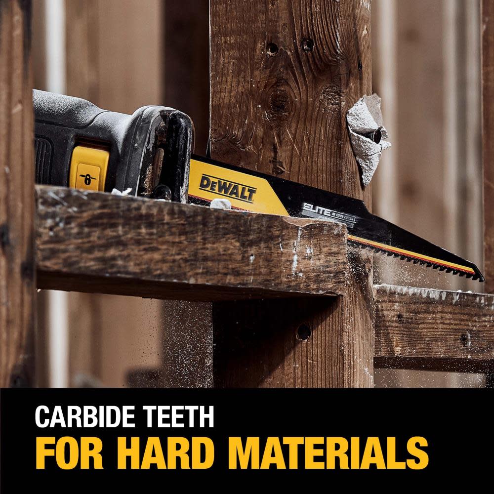 DEWALT ELITE SERIES Reciprocating Saw Blade 3pk Carbide Tipped 12″ 6 TPI Demolition - Ascmtools
