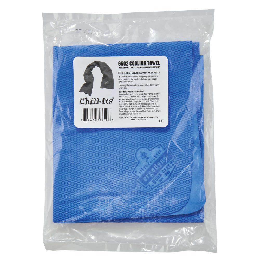 Ergodyne Chill Its 6602 Evaporative Cooling Towel Blue 50pk - Ascmtools