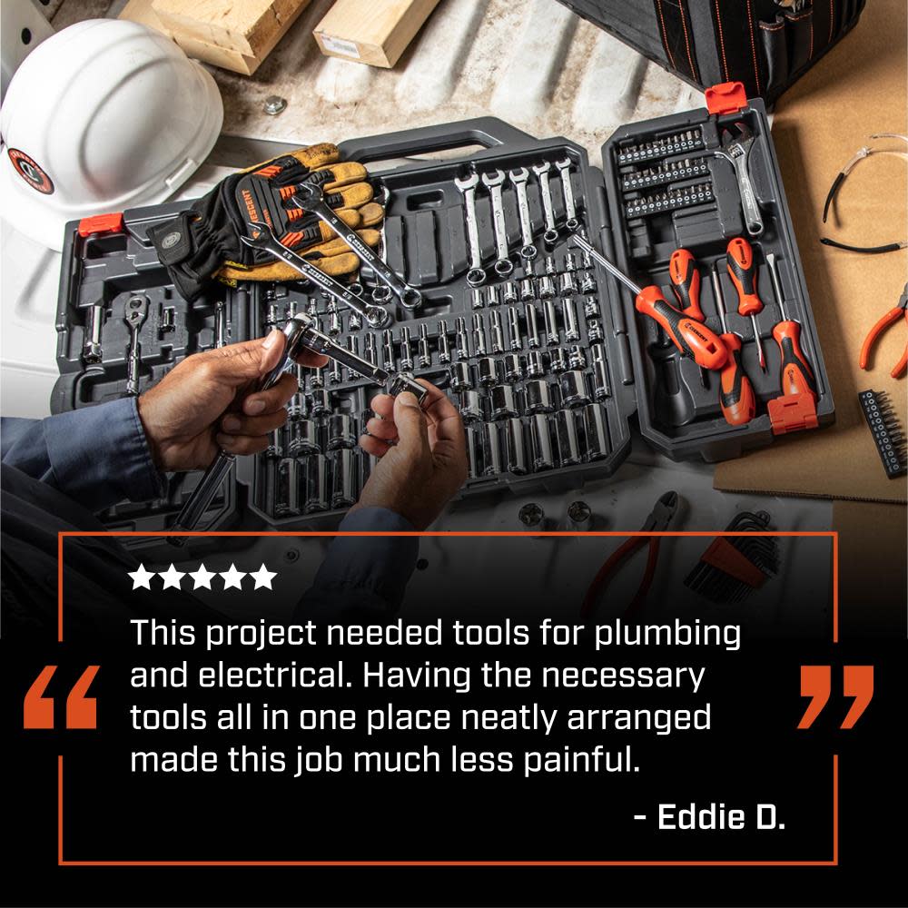 Crescent 180 Piece 1/4″ and 3/8″ Drive 6 Point SAE/Metric Professional Tool Set - Ascmtools