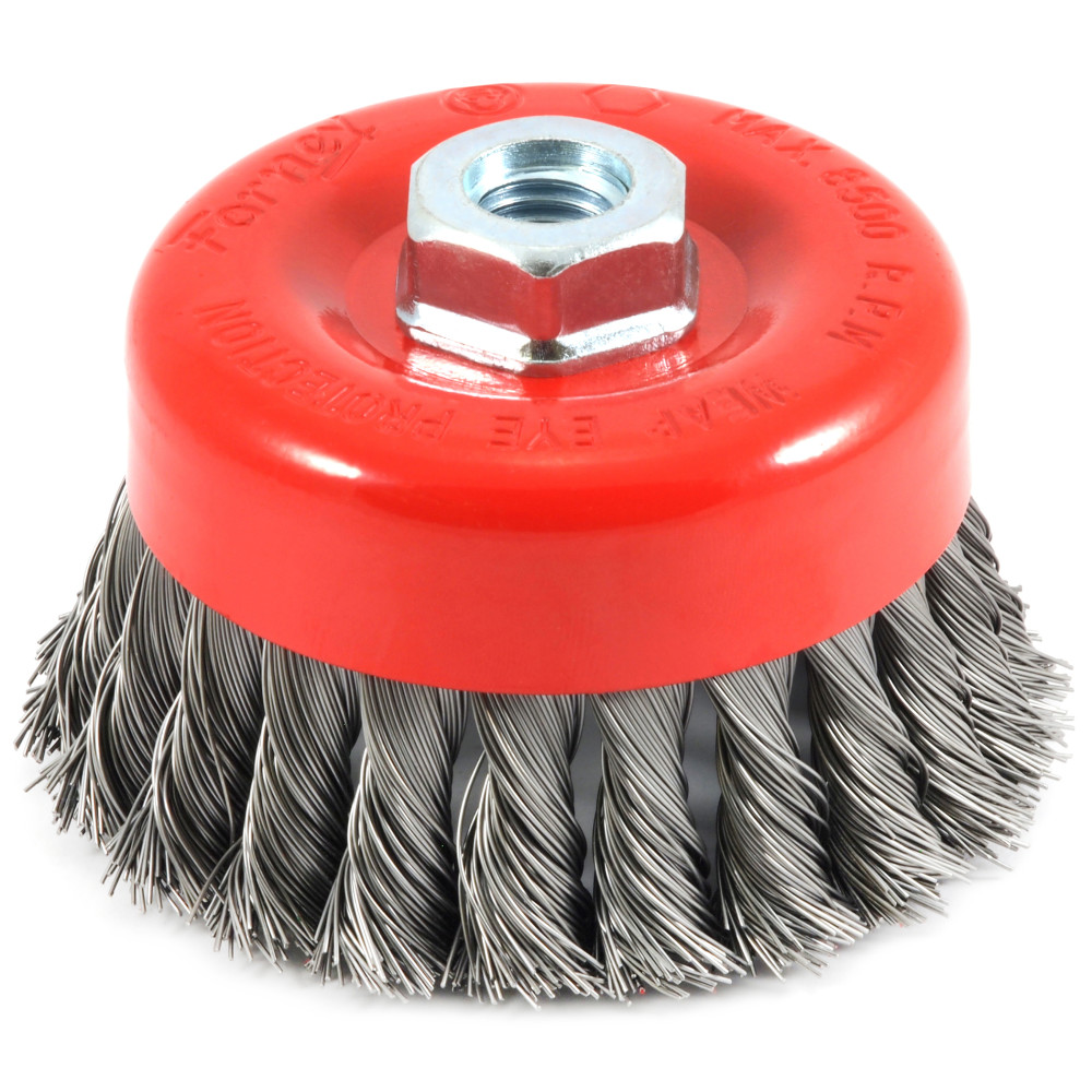Forney Industries Cup Brush Knotted 4″ x .020″ x 5/8″ 11 Arbor - Ascmtools
