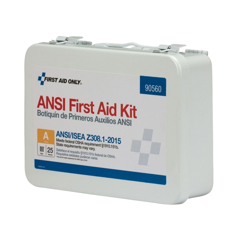 First Aid Only First Aid Kit 25 Person Bulk Metal Case ANSI A - Ascmtools