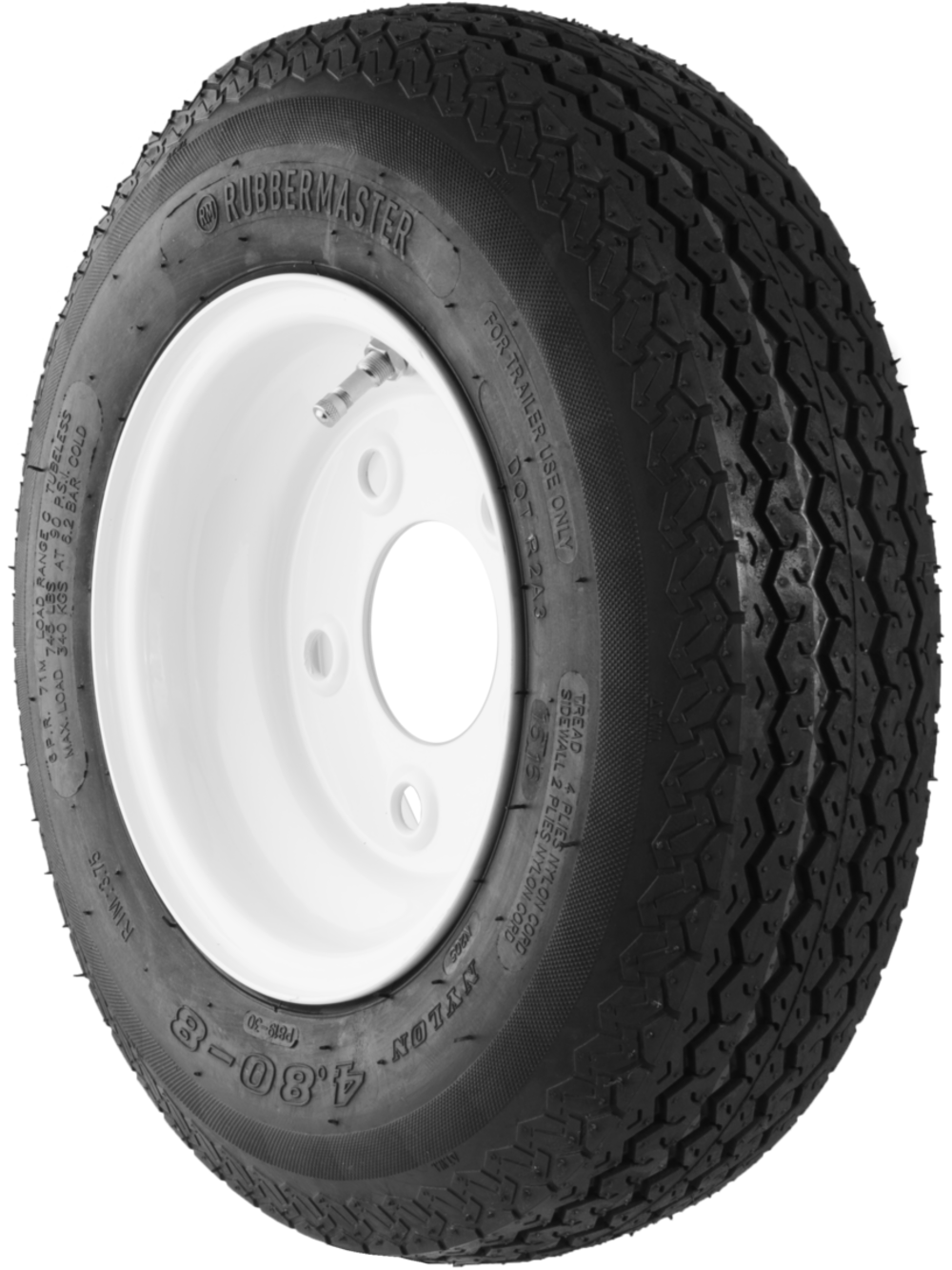 Rubbermaster Tire 4.80-8 6P TL & MTD 8 x 3.75 5 on 4.5 STAMPED - Ascmtools