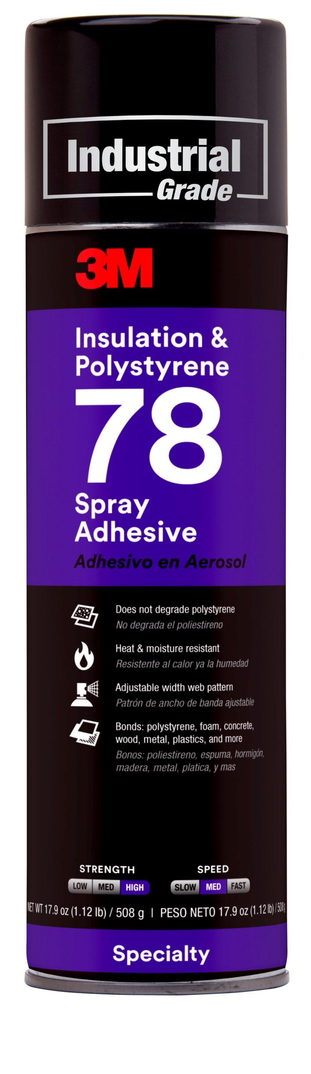 3M Polystyrene Insulation 78 Spray Adhesive Clear Net Wt 17.9 oz - Ascmtools