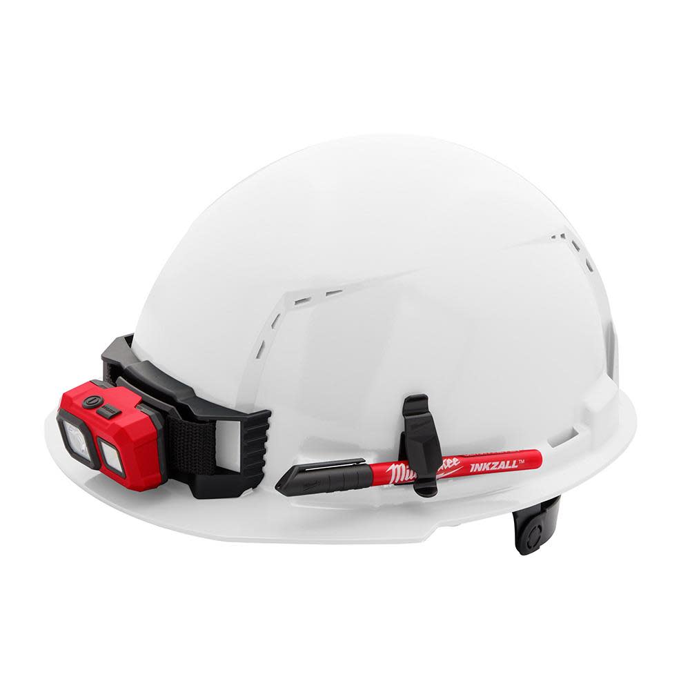 Milwaukee White Front Brim Vented Hard Hat with 6pt Ratcheting Suspension Type 1 Class C - Ascmtools