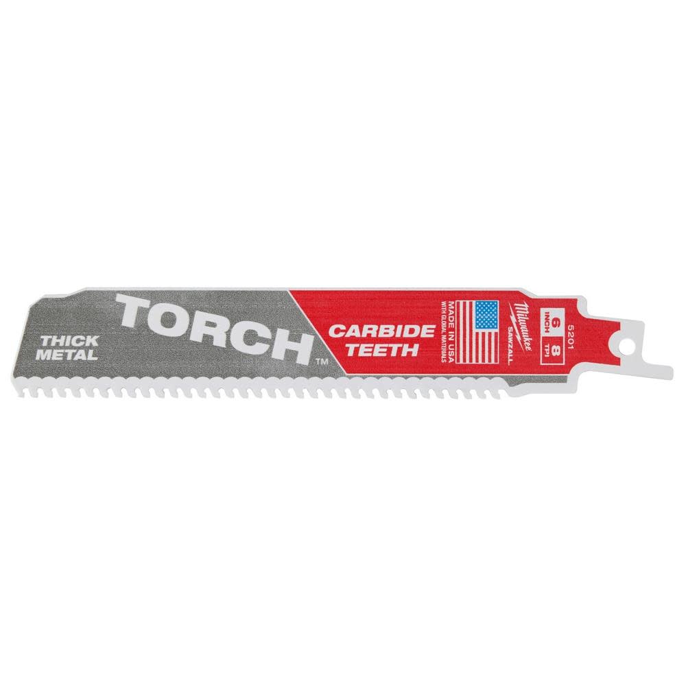 Milwaukee 6″ 8TPI The TORCH Carbide Teeth SAWZALL Blade 1PK - Ascmtools