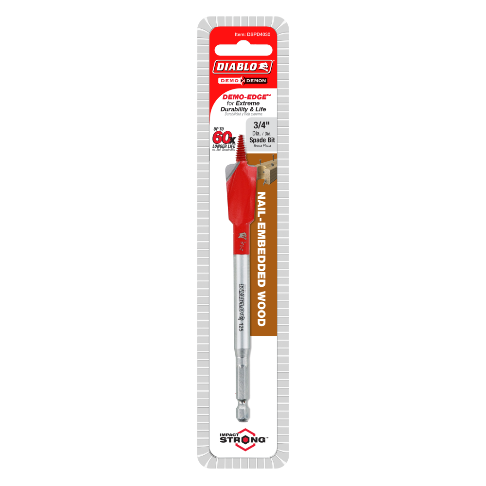 Diablo Tools 3/4″ x 6″ Demo Demon Spade Bit for Nail Embedded Wood - Ascmtools