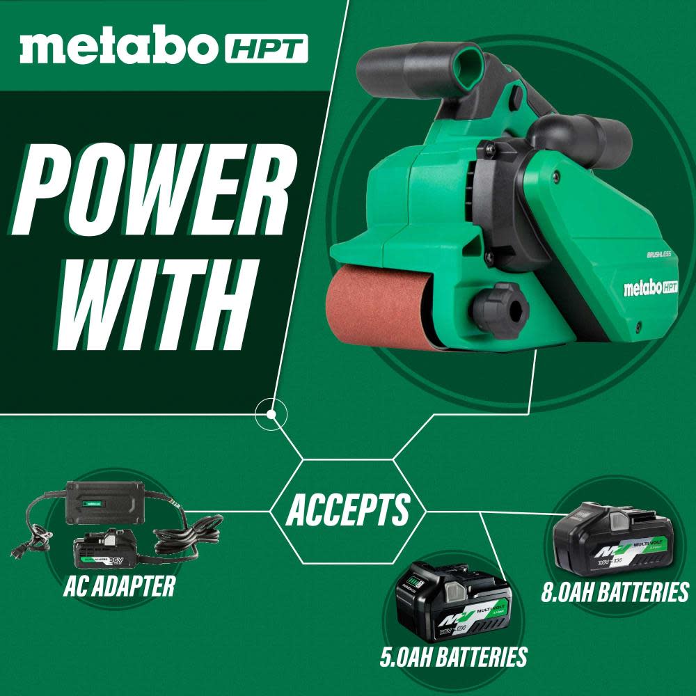 Metabo HPT 36V MultiVolt Cordless Brushless 3″ x 21″ Belt Sander - Ascmtools